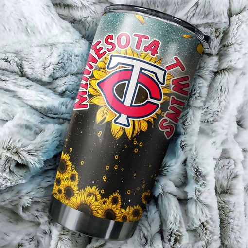 Sunflower Design and Custom MLB Logo - Minnesota Twins MLB Tumbler with Personalized Design and Tumbler Gift for Fans - Image 2