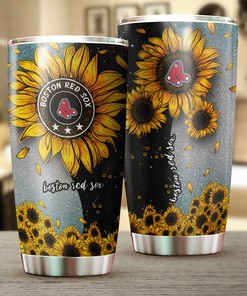 Sunflower Design for Sunshine Lovers - Boston Red Sox MLB Tumbler with Personalized Design and MLB Coffee Tumbler