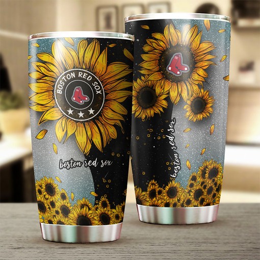 Sunflower Design for Sunshine Lovers - Boston Red Sox MLB Tumbler with Personalized Design and MLB Coffee Tumbler