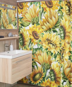 Sunflowers Botanical Bathroom Shower Curtain for Your Farmhouse
