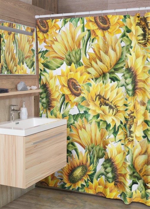 Sunflowers Botanical Bathroom Shower Curtain for Your Farmhouse