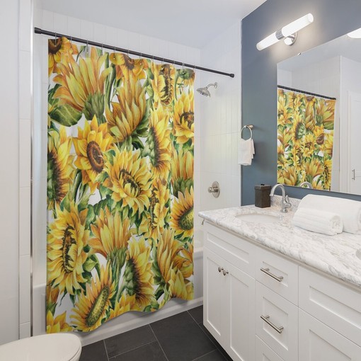 Sunflowers Botanical Bathroom Shower Curtain for Your Farmhouse - Image 3