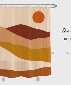 Sunrise Mountain Year Quote Shower Curtain, Desert Waterproof & Washable Bathroom Accessory