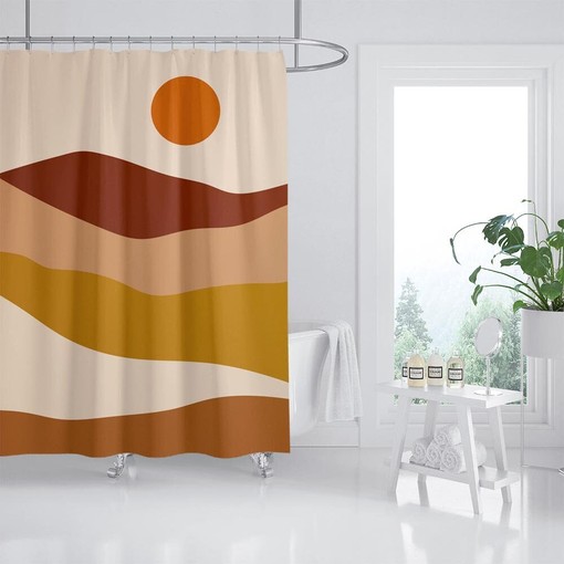 Sunrise Mountain Year Quote Shower Curtain, Desert Waterproof & Washable Bathroom Accessory - Image 2