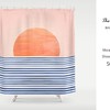 Sunset Beach Shower Curtain | Blue Sea Waterproof Washable Curtain | Personalized Sizes | Coastal Bathroom Decor