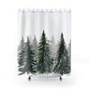 Sunset Woods and Pine Trees Green Forest Print Shower Curtain for Cabin Home Bath Decor