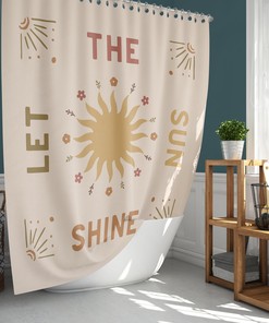 Sunshine Inspirational Quote Shower Curtain | Morning Sunrise Print | Bathroom Decor
