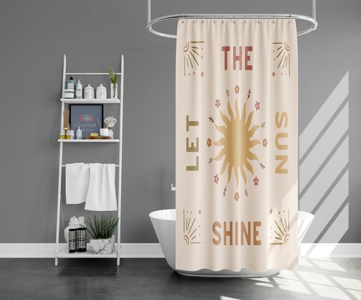 Sunshine Inspirational Quote Shower Curtain | Morning Sunrise Print | Bathroom Decor - Image 2
