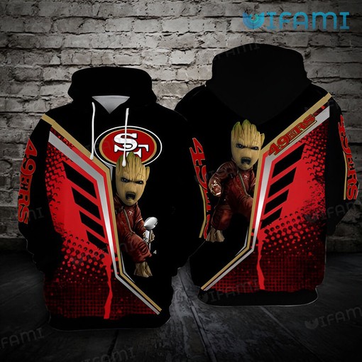 Super Bowl Trophy Groot All Over Print 3D Hoodie - Groot Meets San Francisco 49ers