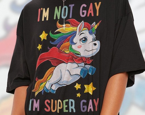 Super Gay Shirt - Minimalist Movie Shirts for Men with LGBTQ+ Human Rights and Pride Rainbow - Image 2