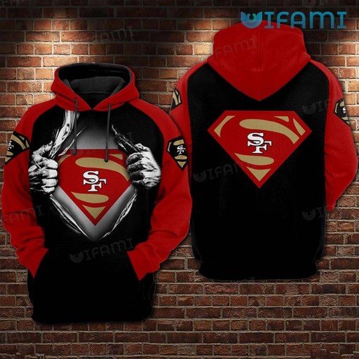 Superman Tear Out All Over Print 3D Hoodie - San Francisco 49ers Remix