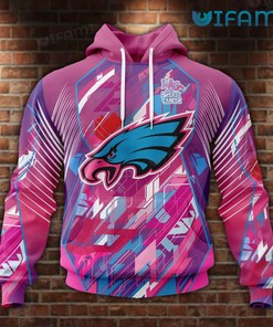 Support Breast Cancer Awareness with Pink Philadelphia Eagles 3D Hoodies for Women