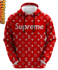 Supreme Luxury French All Over Print 3D Hoodie with Iconic Supreme Logo for Fashion Lovers