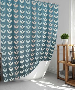 Swedish Danish Design Floral Shower Curtain, Retro Bathroom Decor Accessories