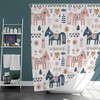 Swedish Forest Horses Vintage Bathroom Shower Curtain | Dala Horse Nordic Animal Home Bath Decor