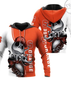 Syracuse Orange All Over Print 3D Hoodie with Jack Skellington and Zero Design