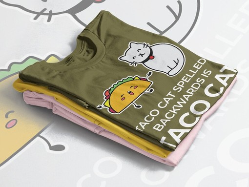 TACOCAT Palindrome Tee, Cat Lover Retro Vintage Movie Shirts, Fun Cat Gift, Movie Character Shirts - Image 4