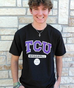 TCU Horned Frogs Baseball T-Shirt - Short Sleeve Black Tee for NCAA Fans and Students