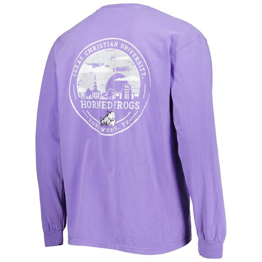 TCU Horned Frogs Circle Campus Scene T-Shirt - Must-have NCAA Tee for Fans and Students