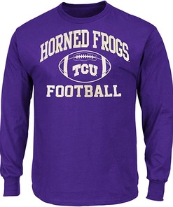 TCU Horned Frogs Mens Football Graphic T-Shirt - Long Sleeve NCAA Shirt for Fans and Students