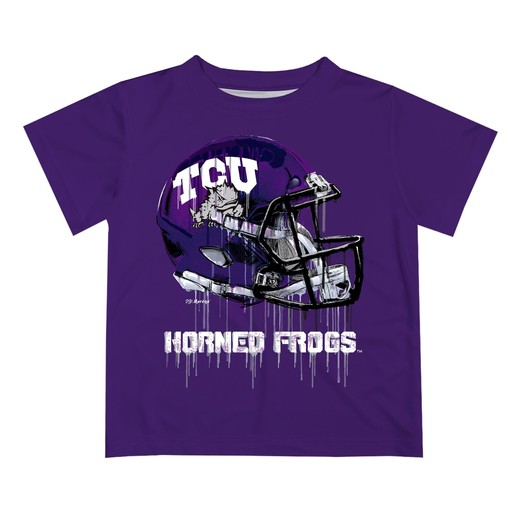 TCU Horned Frogs Original Dripping Football Helmet T-Shirt, Official University Football Fan Shirt