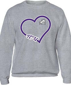 TCU Horned Frogs T-Shirt - Heart - NCAA Shirt for Fans that Love TCU, TCU Student Gifts Included