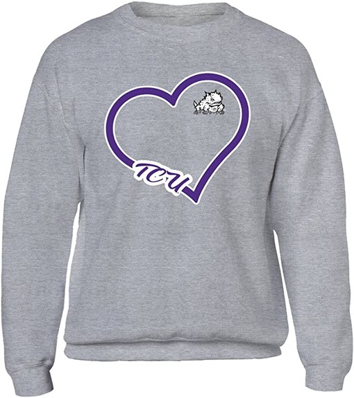 TCU Horned Frogs T-Shirt - Heart - NCAA Shirt for Fans that Love TCU, TCU Student Gifts Included