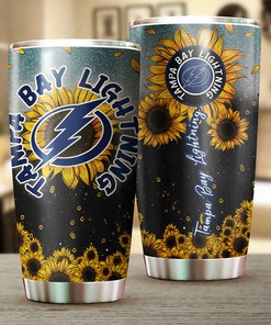 Tampa Bay Lightning NHL Tumbler with Sunflower Design - Perfect for Sports Enthusiasts