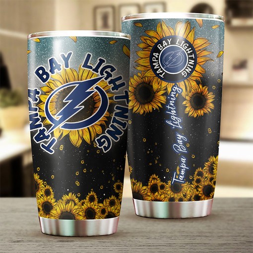 Tampa Bay Lightning NHL Tumbler with Sunflower Design - Perfect for Sports Enthusiasts