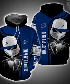 Tampa Bay Lightning and Jack Skellington All Over Print Zip Up Hoodie for Men