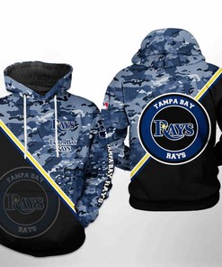 Tampa Bay Rays All Over Print Camo Team 3D Hoodie Zipper - 3D Print Hoodie Full Size