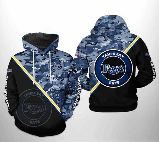 Tampa Bay Rays All Over Print Camo Team 3D Hoodie Zipper - 3D Print Hoodie Full Size