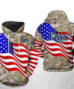 Tampa Bay Rays All Over Print US Flag Camo Veteran 3D Hoodie - 3D Printed Hoodies