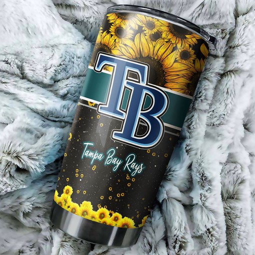 Tampa Bay Rays Beautiful Sunflower Design Personalized Tumbler - Sports Tumbler 20oz
