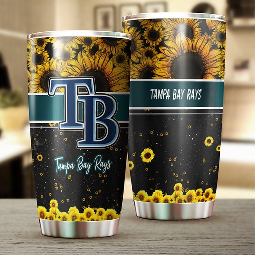 Tampa Bay Rays Beautiful Sunflower Design Personalized Tumbler - Sports Tumbler 20oz - Image 2