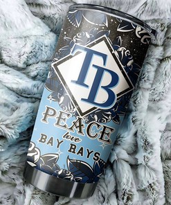 Tampa Bay Rays MLB Tumbler with Peace, Love and Baseball Design - Perfect Tumbler for Rays Fans