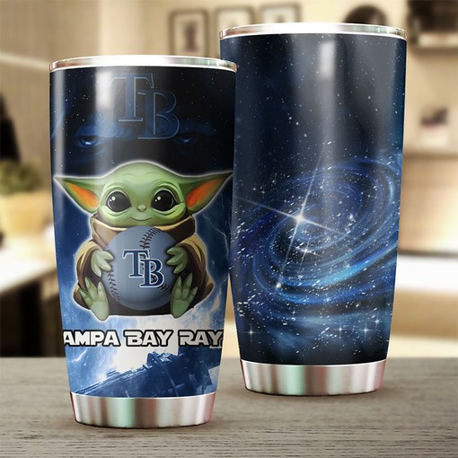 Tampa Bay Rays Star Wars and Baseball Baby Yoda Design MLB Tumbler with a Personalized and MLB Design - Image 2