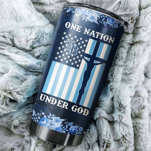 Tampa Bay Rays United One Nation Under God MLB Tumbler with a Patriotic and MLB Design