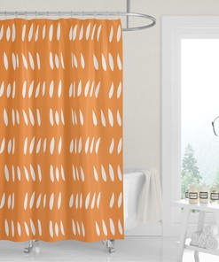 Tangerine Orange and White Shower Curtain with Modern Neutral Design