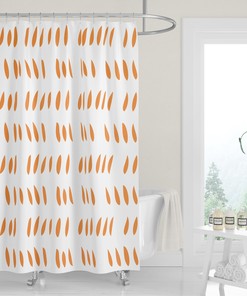 Tangerine Orange and White Shower Curtain with Neutral Minimalist Decor