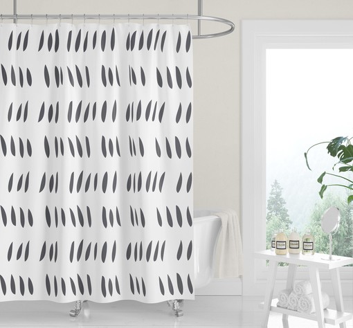 Tangerine Orange and White Shower Curtain with Neutral Minimalist Decor - Image 3