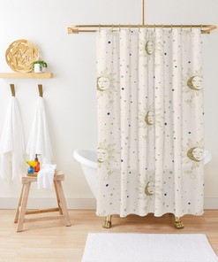 Tarot Spiritual Shower Curtain | Moon Design | Eco-Friendly and Waterproof | Unique Shower Curtains
