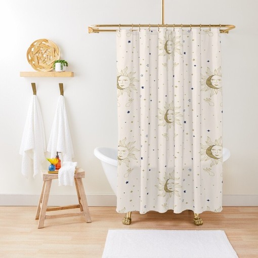 Tarot Spiritual Shower Curtain | Moon Design | Eco-Friendly and Waterproof | Unique Shower Curtains