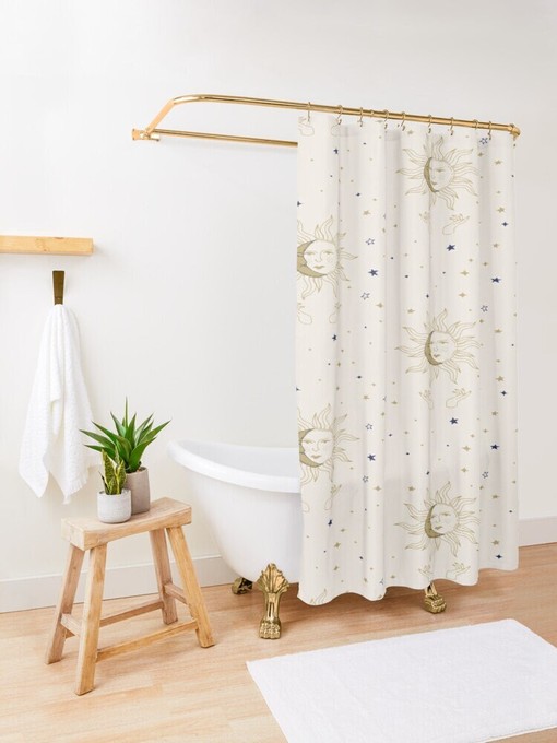 Tarot Spiritual Shower Curtain | Moon Design | Eco-Friendly and Waterproof | Unique Shower Curtains - Image 2
