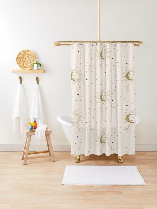 Tarot Spiritual Shower Curtain | Moon Design | Eco-Friendly and Waterproof | Unique Shower Curtains - Image 4