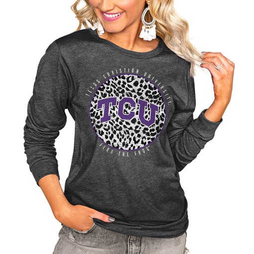 Tcu Women's Call The Shots Luxe Boyfriend Long Sleeve T-Shirt, Perfect Tcu Shirt for Fans and Students