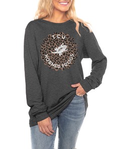 Tcu Women's Varsity League Luxe Boyfriend Long Sleeve T-Shirt by Gameday Couture, Perfect for Tcu Fans and Students