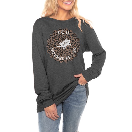 Tcu Women's Varsity League Luxe Boyfriend Long Sleeve T-Shirt by Gameday Couture, Perfect for Tcu Fans and Students