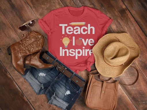 Teach Love Inspire Unisex Shirt, Teacher Tee, Elementary School Teacher Gift, Movie Fans Gifts - Image 3