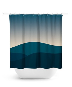 Teal Abstract Mountain Scene Shower Curtain for Bathroom Decor